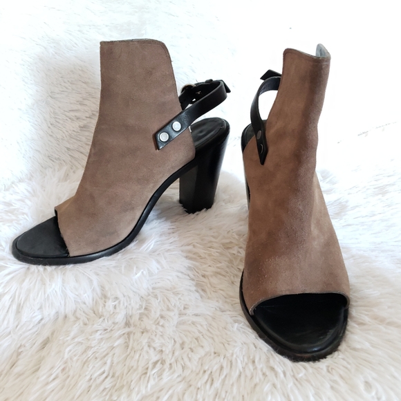 Rag & Bone Wyatt Sandal Taupe Suede Block Heel - Picture 10 of 16
